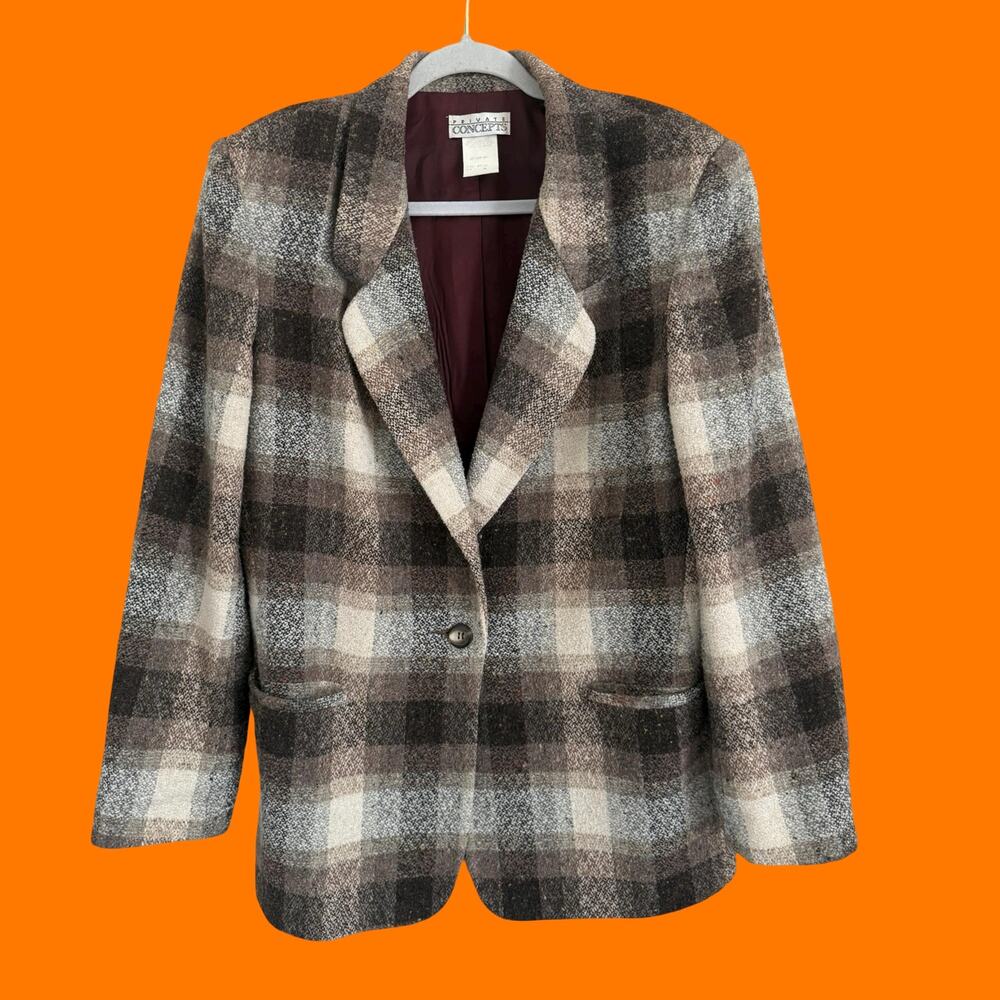 90's vintage plaid blazer quiet luxury minimalist MEDIUM private concepts